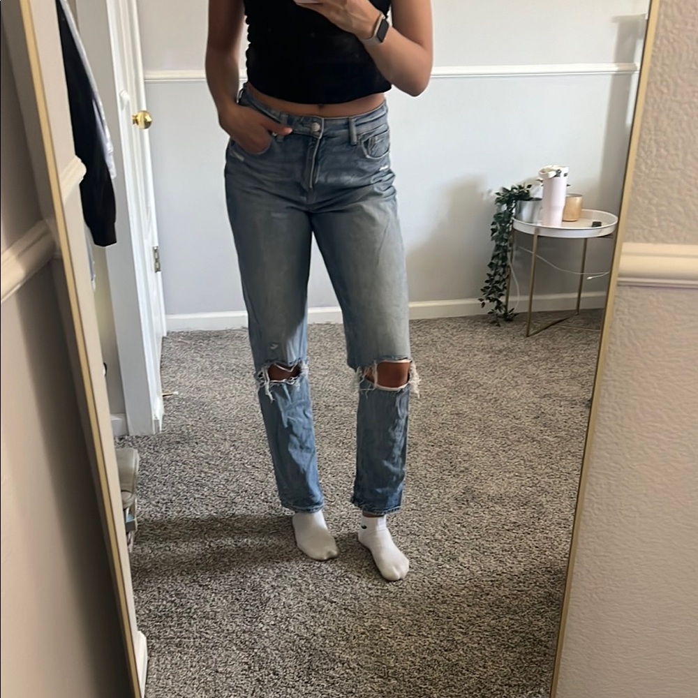 Women's Distressed Blue Jeans